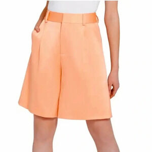 Alice + Olivia Eric High Waist Satin Bermuda Shorts Coral Size 2 NWT